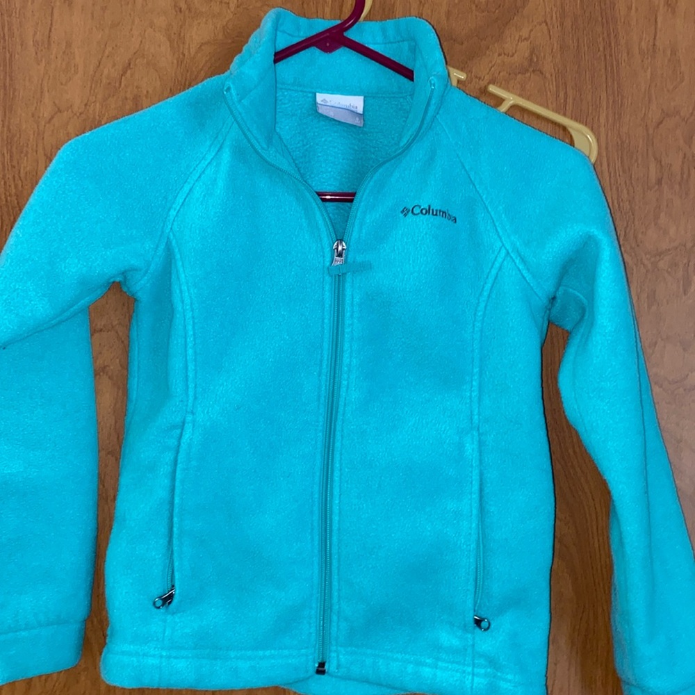 Columbia Girls Zipper Fleece Aqua Mint Green Size S 8